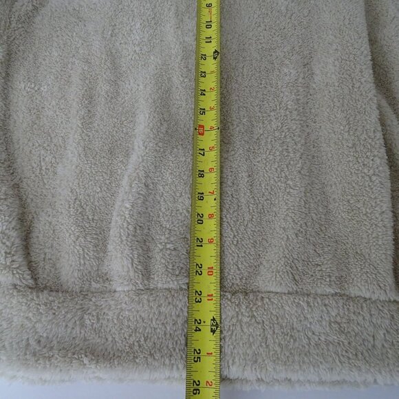 Cozy Cream Plush Pullover Half Zip Jacket Women Size L Kangaroo Pocket Outerwear - Picture 9 of 9